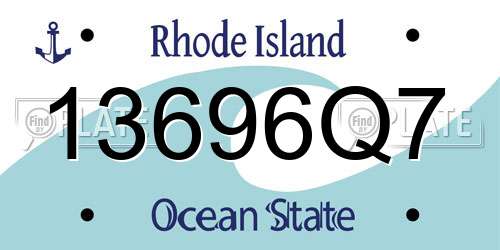 13696Q7 Rhode Island License Plate