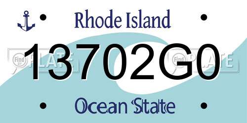 13702G0 Rhode Island License Plate
