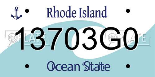 13703G0 Rhode Island License Plate