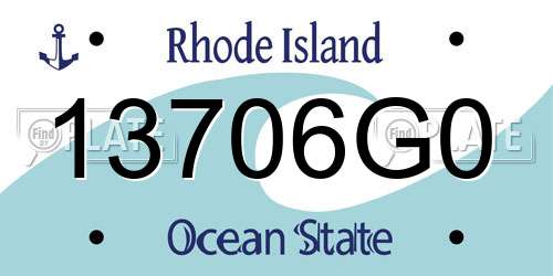 13706G0 Rhode Island License Plate