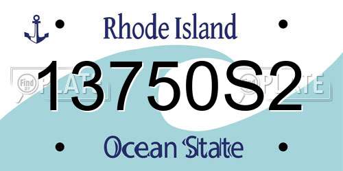 13750S2 Rhode Island License Plate