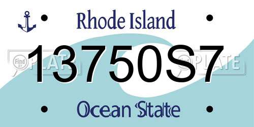 13750S7 Rhode Island License Plate