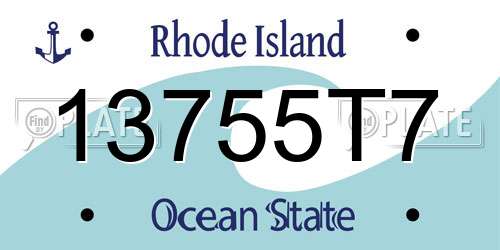 13755T7 Rhode Island License Plate