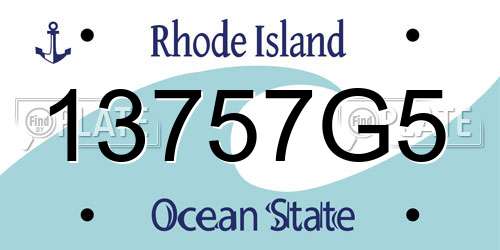 13757G5 Rhode Island License Plate