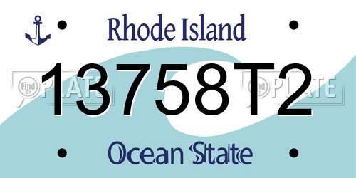 13758T2 Rhode Island License Plate