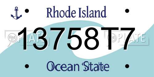 13758T7 Rhode Island License Plate