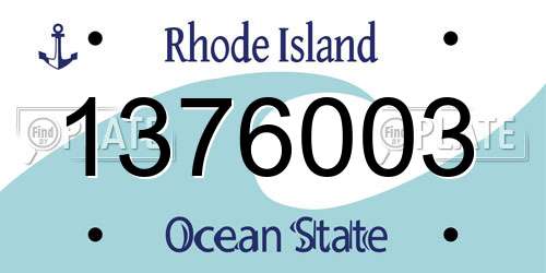 1376003 Rhode Island License Plate