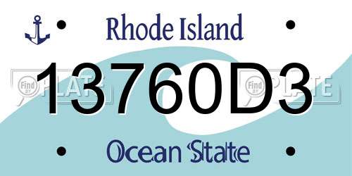 13760D3 Rhode Island License Plate