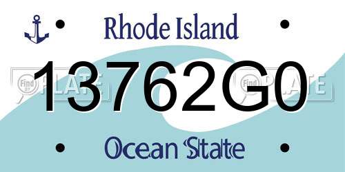 13762G0 Rhode Island License Plate