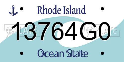 13764G0 Rhode Island License Plate