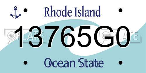 13765G0 Rhode Island License Plate