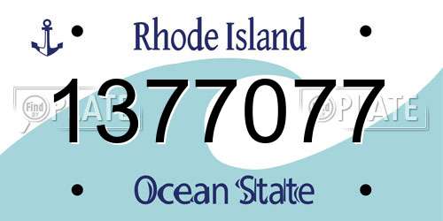 1377077 Rhode Island License Plate