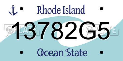 13782G5 Rhode Island License Plate