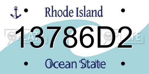 13786D2 Rhode Island License Plate