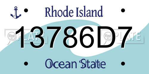 13786D7 Rhode Island License Plate