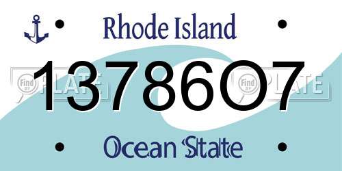 13786O7 Rhode Island License Plate
