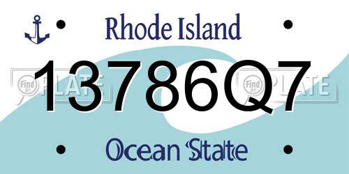 13786Q7 Rhode Island License Plate