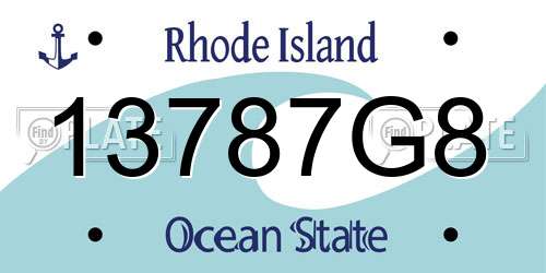 13787G8 Rhode Island License Plate
