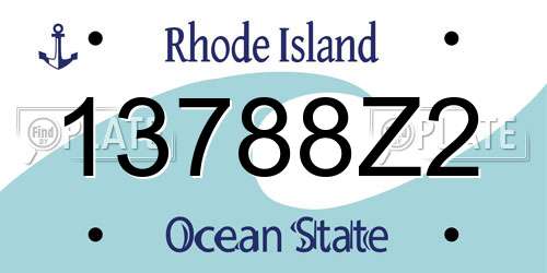 13788Z2 Rhode Island License Plate