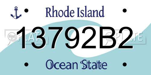 13792B2 Rhode Island License Plate