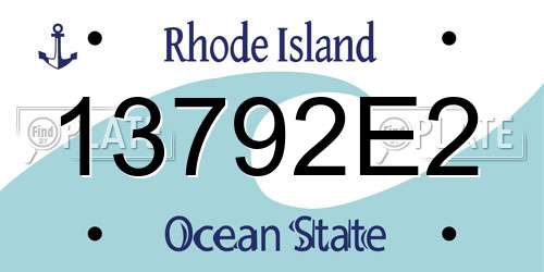 13792E2 Rhode Island License Plate