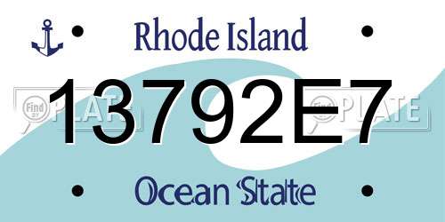 13792E7 Rhode Island License Plate