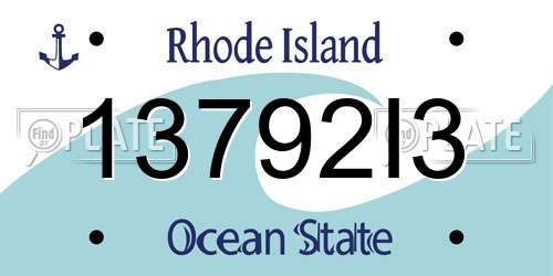 13792I3 Rhode Island License Plate