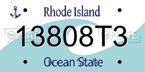 13808T3 Rhode Island License Plate