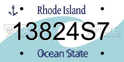 13824S7 Rhode Island License Plate