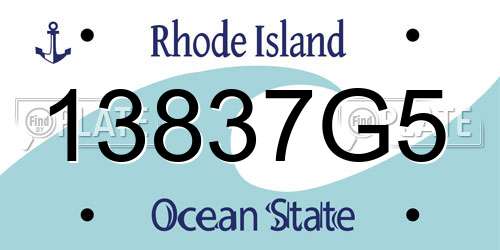 13837G5 Rhode Island License Plate