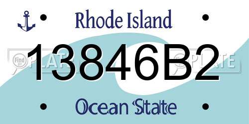 13846B2 Rhode Island License Plate