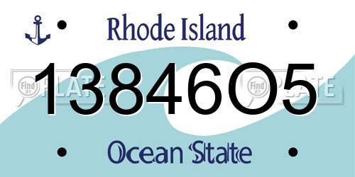 13846O5 Rhode Island License Plate