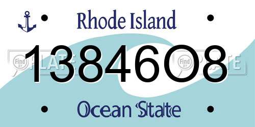 13846O8 Rhode Island License Plate