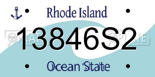 13846S2 Rhode Island License Plate