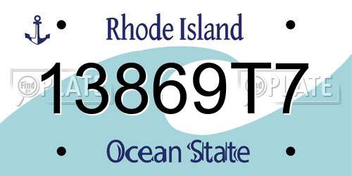 13869T7 Rhode Island License Plate