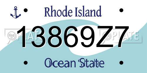 13869Z7 Rhode Island License Plate