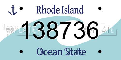 138736 Rhode Island License Plate