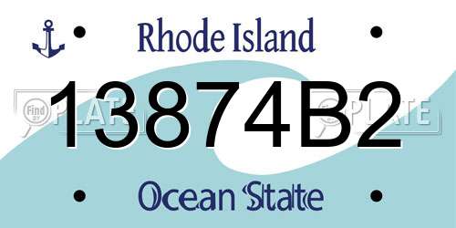 13874B2 Rhode Island License Plate