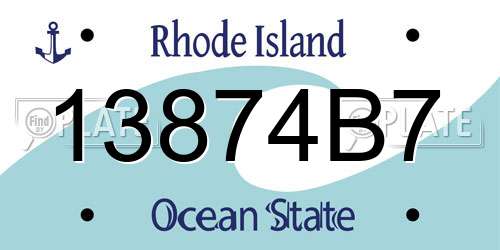 13874B7 Rhode Island License Plate