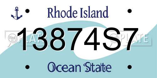 13874S7 Rhode Island License Plate