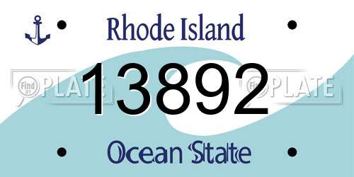 13892 Rhode Island License Plate