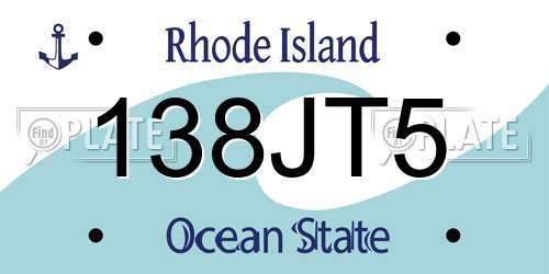 138JT5 Rhode Island License Plate