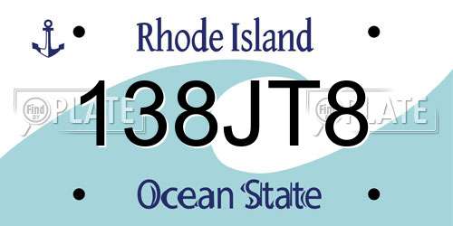 138JT8 Rhode Island License Plate
