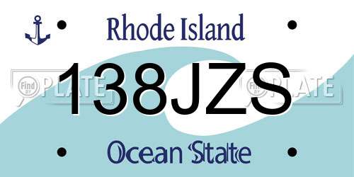 138JZS Rhode Island License Plate
