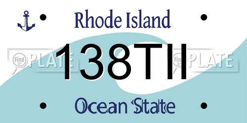 138TII Rhode Island License Plate