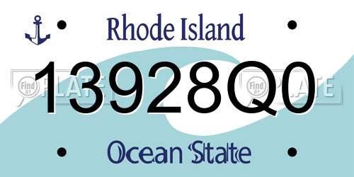 13928Q0 Rhode Island License Plate