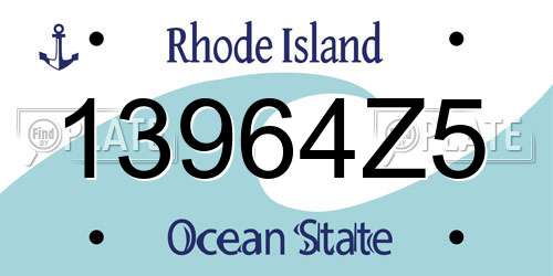 13964Z5 Rhode Island License Plate