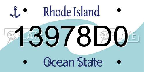 13978D0 Rhode Island License Plate