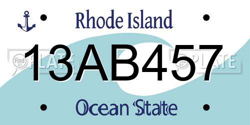 13AB457 Rhode Island License Plate