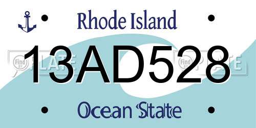 13AD528 Rhode Island License Plate